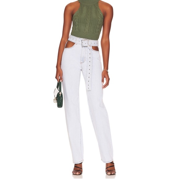 WeWoreWhat Cut out straight leg indigo denim jean - Picture 4 of 13